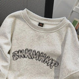 41.88Aidase American Autumn and Winter Street Fashion Personalized Printed Round Neck Pullover for Couples Loose Retro Harajuku Casual Top aidase-shop