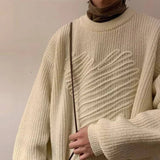 AIDASE  -  Casual Men Knitwear Sweater Square Block Jacquard Patchwork Design Long Sleeve Round Neck Solid Color Pullovers 21E7644 aidase-shop