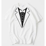 AIDASE  -  Summer New Men's Short Sleeved Personalized Tie Printed T-shirt Round Neck Business Casual Male Top aidase-shop