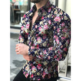 AIDASE  -  Men's Fashionable All-Match Long-Sleeved Shirt Printed Casual Flower Shirt aidase-shop