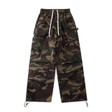AIDASE  -  High Street Retro Hiphop Pants Baggy Camouflage Cargo Pants Men's Straight Skateboard Street Dance Jogger Pants Trendy Tie Foot aidase-shop
