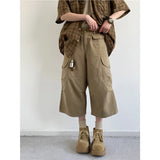 AIDASE  -  Summer Vintage Artistic Lazy Style Pleated Casual Pants Loose Big Pocket Men's Women's College Style Seven-Five Pants Trendy aidase-shop