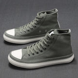 AIDASE  -  New Retro Unisex Canvas Shoes High Top Lace Up Women Men Middle Cut Sneakers Fresh Solid Colors Students Casual Shoes aidase-shop