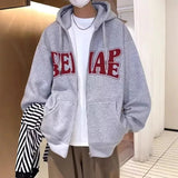 AIDASE  -  American Style Loose Men's Hoodie Jacket Spring Autumn High Street Casual Couple Open Cardigan Top Polyester Fiber Long Sleev... aidase-shop