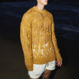 AIDASE  -  Early Autumn Niche Hollowed Out Loose Knit Sweater Japanese Style Men's  Women's Hole Breaking Lazy Pullover Sweater Trendy Tops aidase-shop