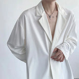 Aidase Black White Long Sleeved Shirt Men Oversize Social Men Dress Shirt Korean Loose Ice Silk Shirt Men Office Formal Shirts M-XL aidase-shop
