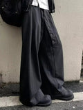 AIDASE  -  Japanese Style Men's Casual Pants Loose Fit Straight Leg Drapey Button Detailing Spring Autumn New Arrival aidase-shop