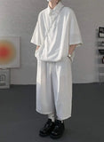 AIDASE  -  Casual Men Two-piece Lapel Short Sleeve Solid Color Male T-shirt Fashion Loose Shorts Fashionable Versatile Sets 21E5888 aidase-shop
