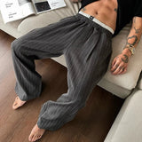 AIDASE  -  Ice Silk Patchwork Casual Pants Men's Summer Straight Leg Wide Leg American Drape Thin Style Loose Fit Street Style aidase-shop