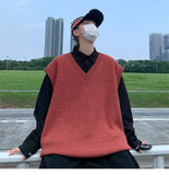 AIDASE  -  Hong Kong style loose autumn and winter men's vest knitted sweater for outerwear trendy camisole college style V-neck loose aidase-shop