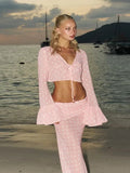AIDASE  -  Polka Dot Pleated Tied Shirt Skirt Suit Women Sweet V Neck Lotus Leaf Swing Sleeve Top Bottom 2piece Set 2025 New Summer Outfit aidase-shop