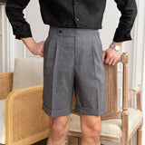 Aidase Ropa Hombre Casual Club Gray Short Pant Men Suit Short Mens Short Men Pantalones Homme Summer Thin High Waist Shorts British aidase-shop