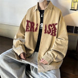 AIDASE  -  Men's Solid Color Long Sleeved Shirt High Street Style Unique Letter Printed Thin Jacket Japanese Loose Casual Male Top aidase-shop