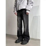 AIDASE  -  Retro American High Street Distred Denim Jeans Men Loose Micro Flared Drapey Clean Fit Slim Long Pants Youth Faion