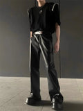 AIDASE  -  American Retro High-End PU Leather Casual Pants Men's Niche Design Loose Wide Leg Versatile Long Trousers aidase-shop