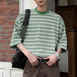 AIDASE  -  Men T Shirt Striped Summer O-neck Short Sleeve Male Tee Tops Streetwear Korean Style Fashion Casual Men Clothing aidase-shop