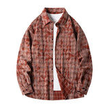 AIDASE  -  Lapel Collar Casual Shirt Jacket Retro Plaid Tie-dye Men's Cotton Shirt Coat Long Sleeve Casual Single Breasted 5Colors aidase-shop