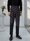 AIDASE  -  Naples Style Suit Trousers Mens Spring Casual Pleated Solid Color Slim Straight Pants For Men Stylish Button-up High Waist Pants aidase-shop