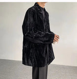 AIDASE  -  Spring Autumn New Men's Tide Korean Style Velvet Long Sleeve Blazer Niche Chic Casual Padded Shoulder Suit-Coats Ins W10344 aidase-shop
