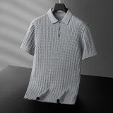 AIDASE  -  Stretchable Business Casual Striped Short-sleeve Polo Shirt  Men Asian Size Slim Fit High-quality T-shirt  Young Men Breathable. aidase-shop