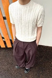 AIDASE  -  Summer New Style Men's T-shirt Loose Casual Short Sleeve Knitted Sweater Crew Neck Thin Material Twist Weave Fashionable Couple aidase-shop