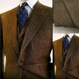 139.86 Aidase Gray Wool Tweed Winter Suit for Men Herringbone Slim Fit Formal Groom Tuxedo 3 Piece Wedding Male Suits (Jacket+Vest+Pants) aidase-shop