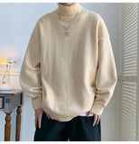 AIDASE  -  Men's High Ne Knitted Sweater Pure Color Loose Fit Winter Warm Trendy Hong Kong Sle Underwear Casual Long Sve Top aidase-shop