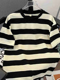 AIDASE  -  Summer Preppy Style Striped T-shirts For Men High Street Fashion Cotton Short Sleeve Tee Tops Y2K Vintage Pullover T Shirts aidase-shop