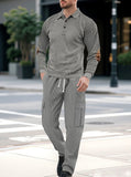 AIDASE  -  Spring and Autumn men's long sleeved two-piece collar shirt, long pants, loose work clothes, casual sportswear set aidase-shop