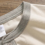 AIDASE  -  Three Needle American Retro Heavy T-shirt Men's Amikaji Pure Cotton Tube Weaving T-shirt Henry Collar Unisex Short Sleeved Shirt aidase-shop