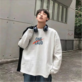 AIDASE  -  New Spring and Autumn Printed Trendy Hong Kong Style Loose Casual Korean Version with White Background Student T-shirt aidase-shop