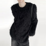 Aidase Autumn Clothing Men's Luxury Chic Mink Wool Knitted Sweater Korean Vintage Popular Zipper Long Sleeve Loose Stylish Knitwear
