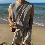 AIDASE  -  Men Ice Silk Set Summer Thin Quick Dry Loose Sleeveless T Shirt Casual Shorts Vest Sports Tank aidase-shop