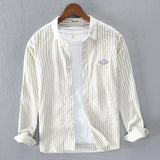 AIDASE  -  Elegant Fashion Harajuku Slim Fit Ropa Hombre Loose Casual Sport All Match Outerwear Square Neck Button Stripe Long Sleeve Blusa aidase-shop