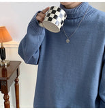AIDASE  -  Men's High Ne Knitted Sweater Pure Color Loose Fit Winter Warm Trendy Hong Kong Sle Underwear Casual Long Sve Top aidase-shop