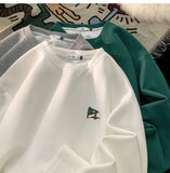 Graphic Print Waffle Sweatshirt For Men College Style Oversized Long Sleeve Pullovers Man Women Unisex Casual Sweatshirts