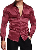 AIDASE  -  iny  Color Slim Fit Men's irt Long Sve Youth Faion Polyester Fiber No Ironing Required Ele Bright Face aidase-shop