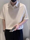 AIDASE  -  Summer Men's Korean Fashion Waffle Polo T-shirt Casual Solid Short Sleeve Tee Tops  New Y2K Vintage Streetwear polos homme aidase-shop