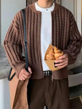 AIDASE  -  New Casual Slim Fit Knit Cardigan Tops Men Fashionable Zipper Sweatercoats Fall Vintage Crochet Knitting Sweater Mens Coats