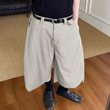 AIDASE  -  Men Pants Button Joggers Oversize Solid Color Casual Calf-length Trousers Men Streetwear Pleated Fashion Wide Leg Pants aidase-shop