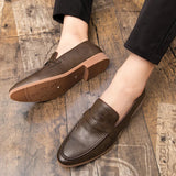 AIDASE  -  Men Business Loafers Black Brown British Casual Soled Heel Fashion Brand Leather Shoes American Banquet Shoes Men aidase-shop