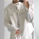 AIDASE  -  Fashionable Retro Zipper Collar Men's Jacket Short Loose Shoulder Padded Aircraft Style Casual Outerwear Spring Autumn New Korea aidase-shop