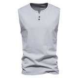 AIDASE  -  Men's Wide Shoulder Vest for Foreign Trade, Henry Collar Sleeveless T-shirt, Cotton Shirt, Camisole, Casual T-shirt for Men aidase-shop