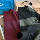 Aidase Korean Clashing Striped Long Sleeve T-Shirt Autumn Man Round Neck Sweatshirt Trendy Couples Loose Fit Male Sweatshirts aidase-shop