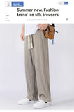AIDASE  -  Summer High Quality Ice Silk Wide Leg Pants for Men's New Trendy Versatile Floor Sweeping Straight Leg Casual Sports Pant aidase-shop