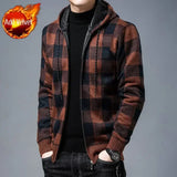 Aidase Knit Sweater Male Zipper Plaid Men's Clothing Cardigan Hoodies Zip-up Thick Winter Red Tops Jumpers Casual Stylish Hot aidase-shop