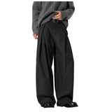 AIDASE  -  Old Fashion A Line Trousers With A Draped Textured Finish; Men's Casual Straight Leg Trousers. Foam aidase-shop
