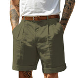 AIDASE  -  Men'S Cotton And Linen Shorts Fashion Casual Solid Color Sexy Elastic Waist Half Length Pants Slim Fit Street Beach Wear aidase-shop