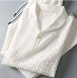 AIDASE  -  Summer Casual Suit V-neck Short Sleeve And Drawstring Pants Light Texture For A Cool Summer Solid Color V-neck Suit