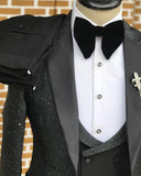 AIDASE  -  Classic Wedding Men Suits Sprayed New Shine Tailor-Made Groom 3-Pcs Business Suits Singer Formal Occasions Party Size Customized aidase-shop